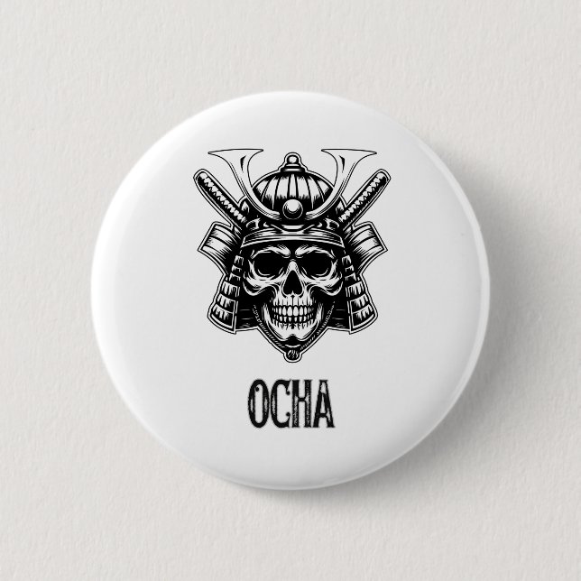 Dark Samurai Skull Kabuto 6 Cm Round Badge (Front)
