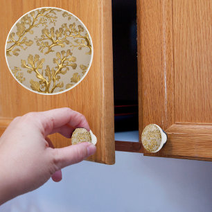 Dark Sand Colour with Gold Seaweed Ceramic Knob