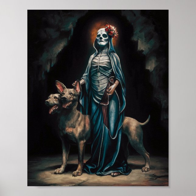 Dark Santa Muerte with Two Headed Dog Poster (Front)