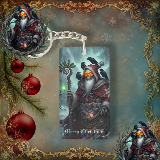 Dark Santa of Shadows – Gothic Christmas Skeleton  Key Ring (Creator Uploaded)
