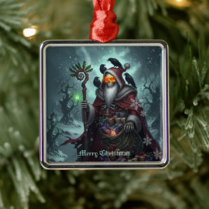 Dark Santa of Shadows – Gothic Christmas Skeleton  Metal Ornament
