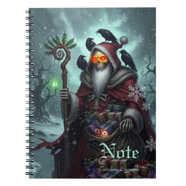 Dark Santa of Shadows – Gothic Christmas Skeleton  Notebook (Front)