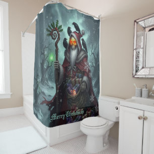Dark Santa of Shadows – Gothic Christmas Skeleton Shower Curtain