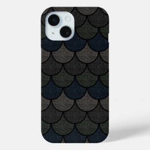 Dark Scalloped Dragon Scale Pattern iPhone 15 Case