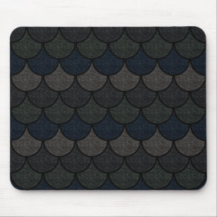 Dark Scalloped Dragon Scale Pattern Mouse Pad