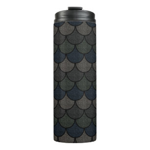 Dark Scalloped Dragon Scale Pattern Thermal Tumbler