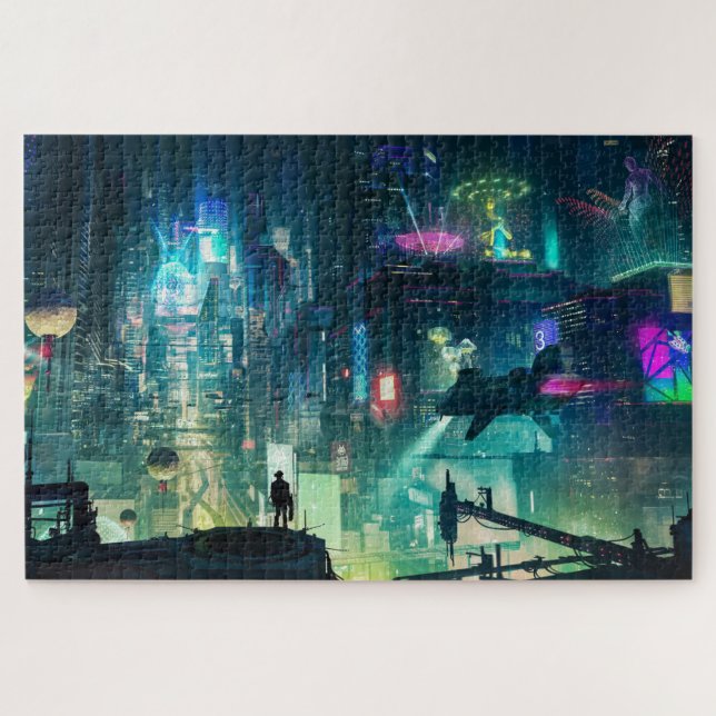 dark sci-fi city puzzle (Horizontal)