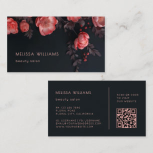 Dark Sculptural 3D Flowers Business Card