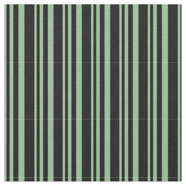 Dark Sea Green and Black Coloured Lined Pattern Fabric (Close Up)