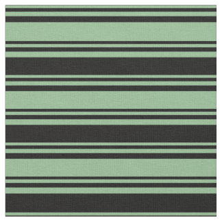 Dark Sea Green and Black Coloured Lined Pattern Fabric