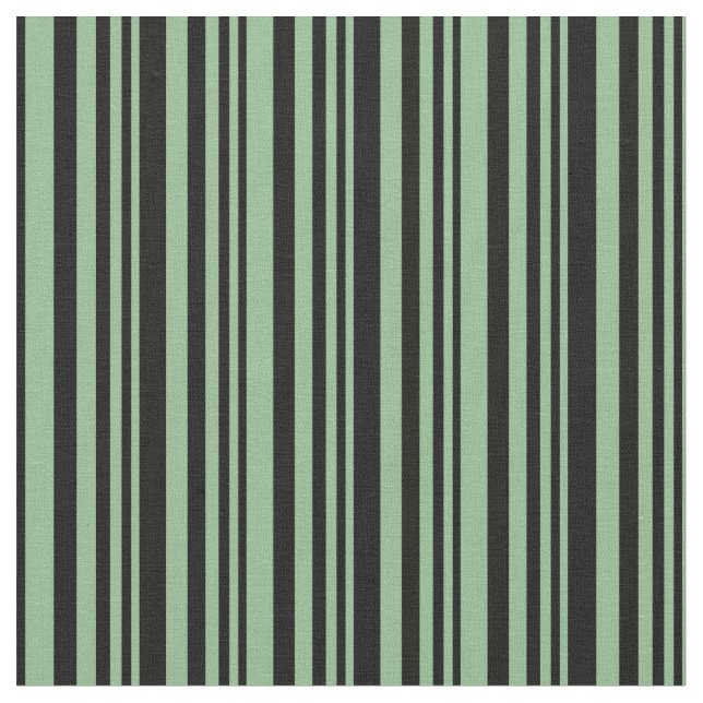 Dark Sea Green and Black Lines Fabric (Close Up)