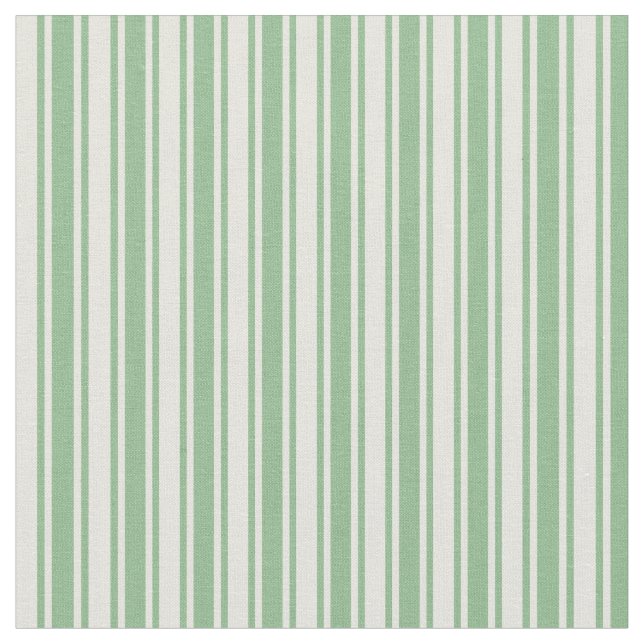 Dark Sea Green & Beige Lines Pattern Fabric (Close Up)