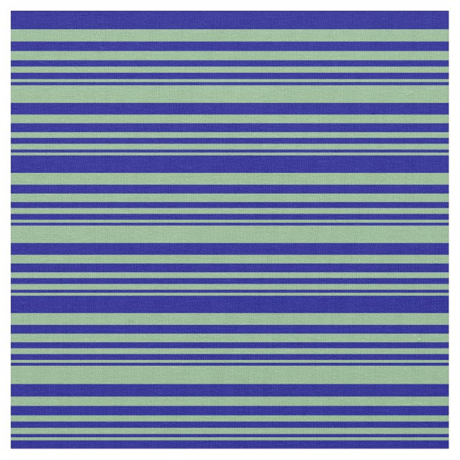 Dark Sea Green & Dark Blue Stripes Fabric (Close Up)