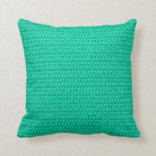 Dark Seafoam Green Weave Mesh Look Cushion