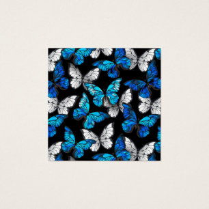 Dark Seamless Pattern with Blue Butterflies Morpho