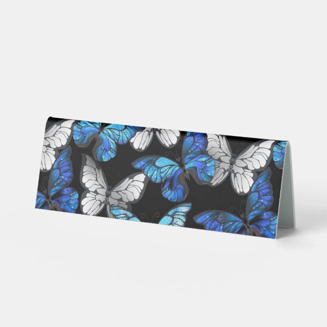 Dark Seamless Pattern with Blue Butterflies Morpho (Front)