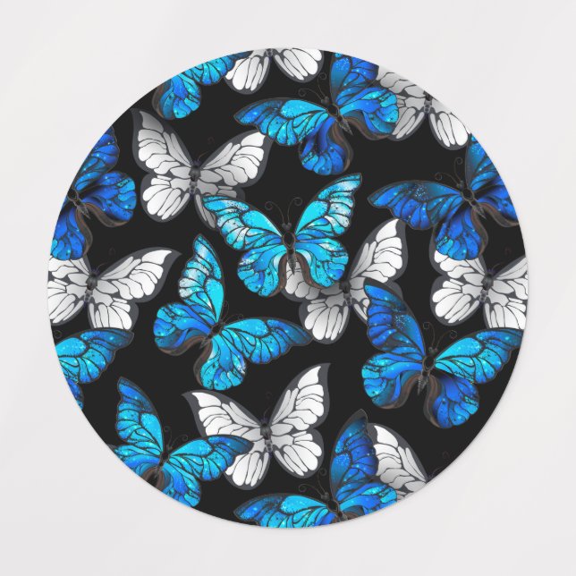 Dark Seamless Pattern with Blue Butterflies Morpho (Design 1)