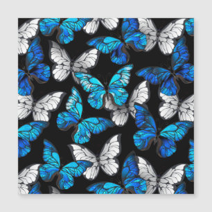 Dark Seamless Pattern with Blue Butterflies Morpho