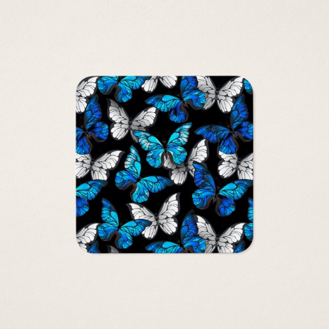 Dark Seamless Pattern with Blue Butterflies Morpho (Front)