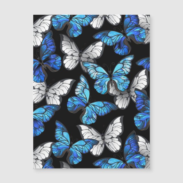 Dark Seamless Pattern with Blue Butterflies Morpho (Front)