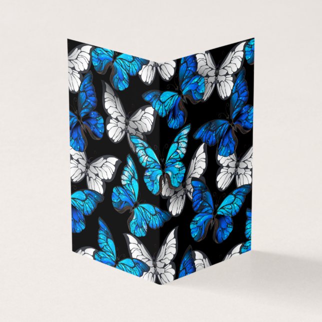 Dark Seamless Pattern with Blue Butterflies Morpho (Outside)