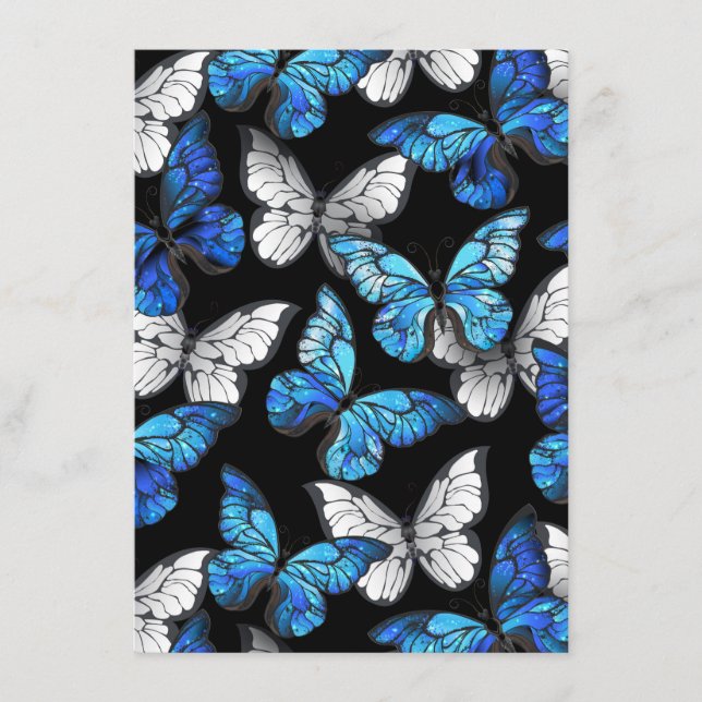 Dark Seamless Pattern with Blue Butterflies Morpho Advice Card (Front)