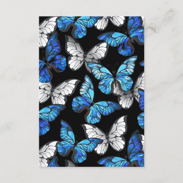 Dark Seamless Pattern with Blue Butterflies Morpho Advice Card (Front)