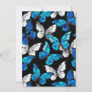 Dark Seamless Pattern with Blue Butterflies Morpho Announcement