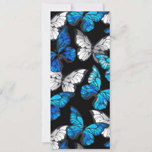 Dark Seamless Pattern with Blue Butterflies Morpho Announcement