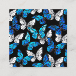 Dark Seamless Pattern with Blue Butterflies Morpho Appointment Card