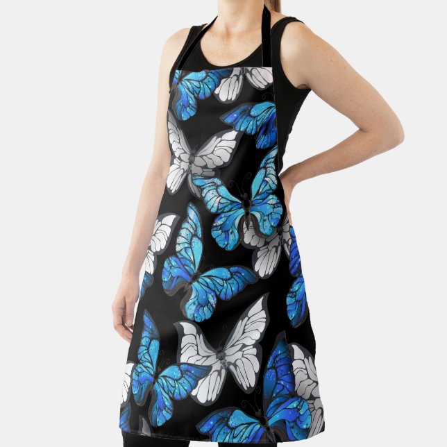 Dark Seamless Pattern with Blue Butterflies Morpho Apron (Insitu)