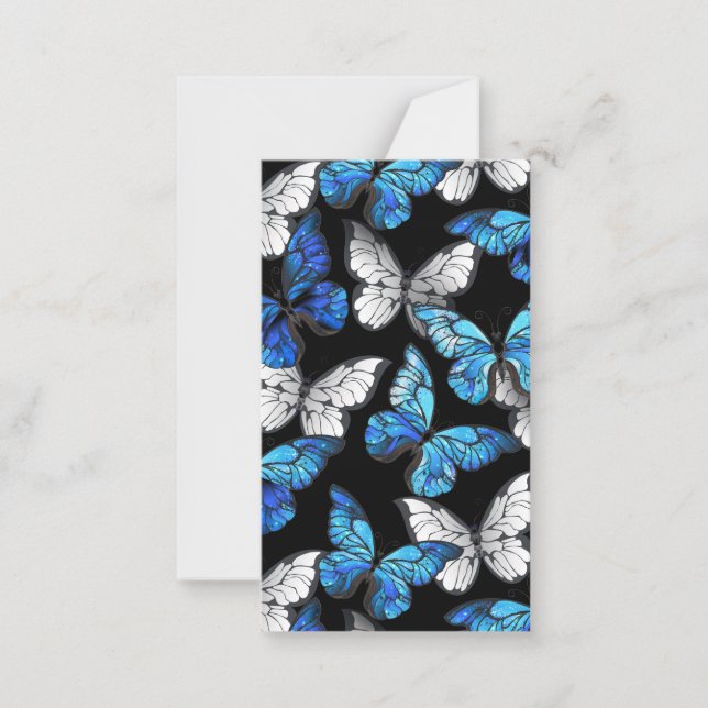 Dark Seamless Pattern with Blue Butterflies Morpho Card (Front)