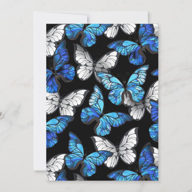 Dark Seamless Pattern with Blue Butterflies Morpho Card (Front)