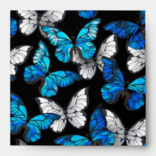 Dark Seamless Pattern with Blue Butterflies Morpho Envelope