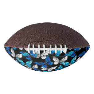Dark Seamless Pattern with Blue Butterflies Morpho Football