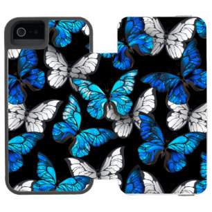 Dark Seamless Pattern with Blue Butterflies Morpho Incipio Watson™ iPhone 5 Wallet Case