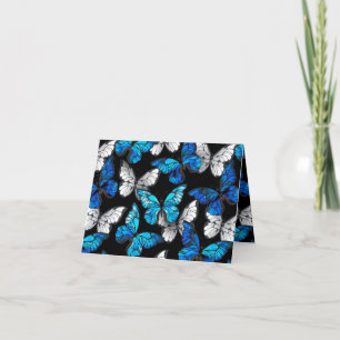 Dark Seamless Pattern with Blue Butterflies Morpho Invitation