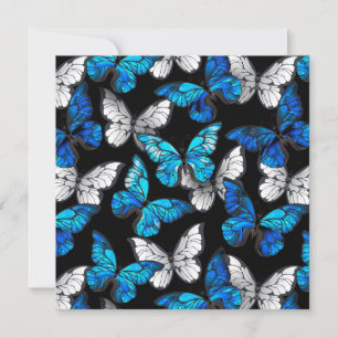 Dark Seamless Pattern with Blue Butterflies Morpho Invitation