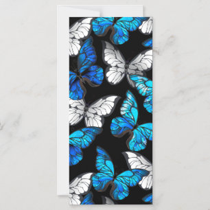 Dark Seamless Pattern with Blue Butterflies Morpho Magnetic Invitation
