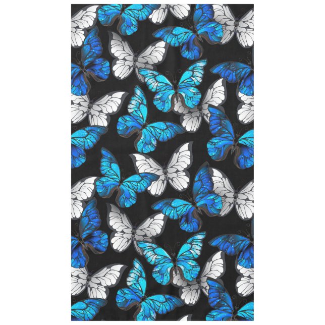 Dark Seamless Pattern with Blue Butterflies Morpho Tablecloth (Front)
