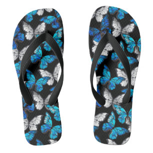 Dark Seamless Pattern with Blue Butterflies Morpho Thongs