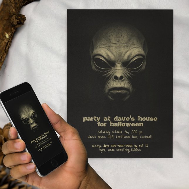 Dark Shadow Glowing Alien Monster Halloween Party  Invitation (Creator Uploaded)