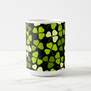 Dark Shamrock Pattern Green & Black Coffee Mug