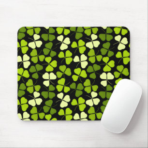 Dark Shamrock Pattern Green & Black Mouse Pad