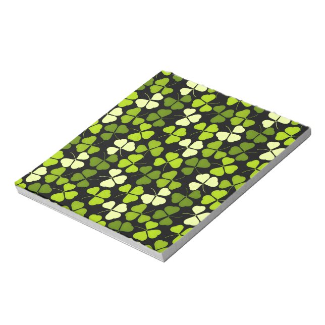 Dark Shamrock Pattern Green & Black Notepad (Rotated)