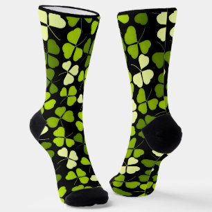Dark Shamrock Pattern Green & Black Socks