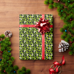 Dark Shamrock Pattern Green & Black Wrapping Paper