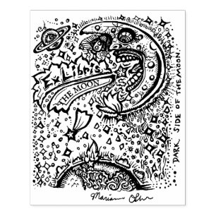 Dark Side Of The Moon Bookplate Wood Art Stamp