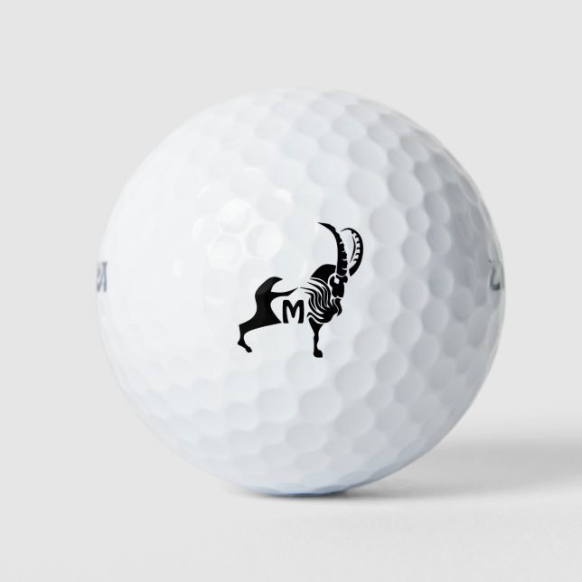 Dark Silhouette Ram in Black Ink Golf Balls (Front)