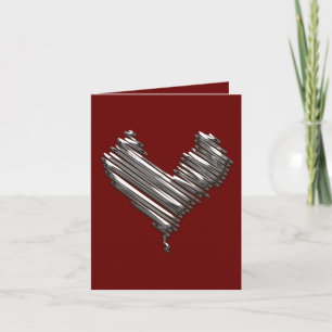 Dark Silver Heart Valentines Holiday Card